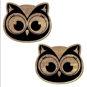 Gold and Black Glitter Owl Pasties Pastease